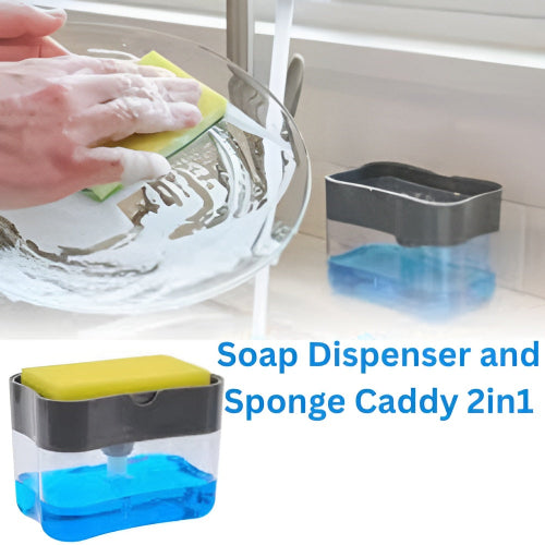 Soap Pump And Sponge Holder Kitchen Sink Organizer Dispenser