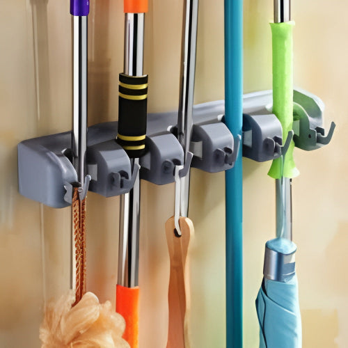 Brooms and Toiletries Organizer Wall Mount Storage Rack Home