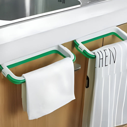 Towel & Trash Bag Holder Wall-Mounted Kitchen Bathroom Rack