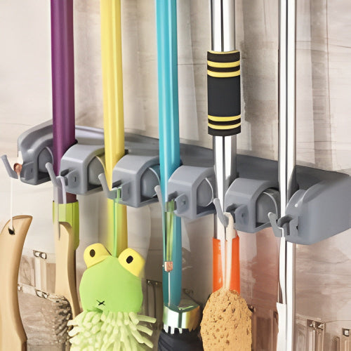 Brooms and Toiletries Organizer Wall Mount Storage Rack Home