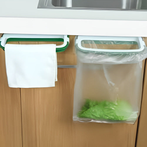 Towel & Trash Bag Holder Wall-Mounted Kitchen Bathroom Rack