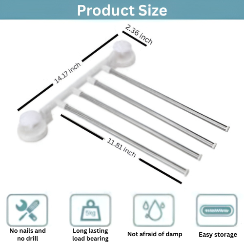 Seamless Suction Cup Towel Rack Wall Mounted Bathroom Holder