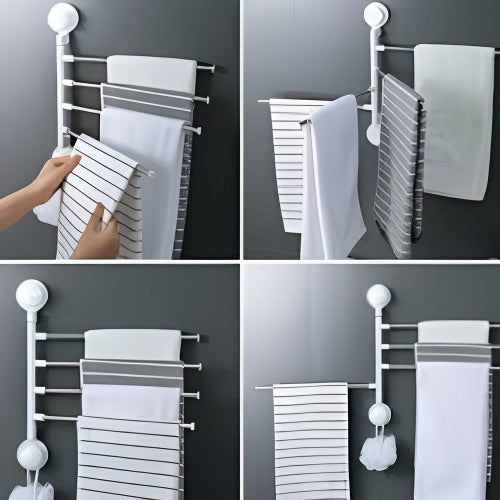 Seamless Suction Cup Towel Rack Wall Mounted Bathroom Holder